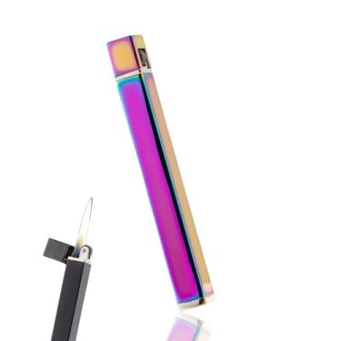 Imagem de ZIPBIOCE Isqueiro de roda ultrafino criativo, chama ajustável à prova de vento, isqueiro butano recarregável para acampamento de velas (sem gás butano) (17)