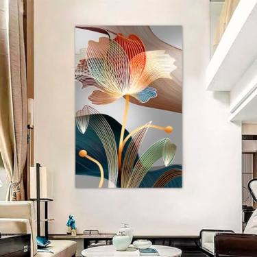 Imagem de Quadro Decorativo Floral Estilizado Contemporâneo, Tela em Canvas ideal para Sala, Quarto e Hall de entrada(100x70 cm)