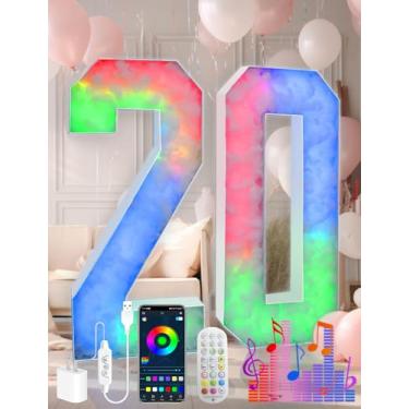 Imagem de Mosaico para letreiro colorido de 1,6 m, números grandes iluminados com opções multicoloridas, diversos padrões piscando, decoração de aniversário de 16 anos, casamentos, festas de aniversário de