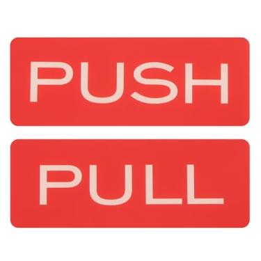 Imagem de PATIKIL 1 conjunto de adesivos de porta push-pull, placa de sinalização de empurrar e puxar de 5 x 12 cm acrílico vertical autoadesivo para portas, janelas de vidro, lojas, retângulo, vermelho