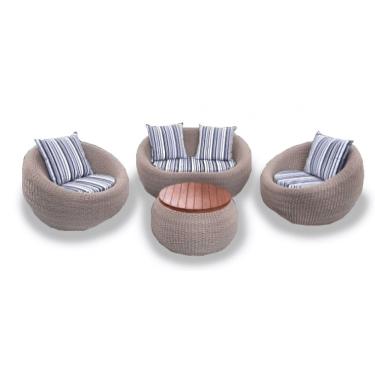 Imagem de Conjunto de Sofá Fibra e 2 Poltronas e 1 Mesa Centro