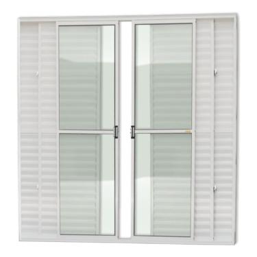 Imagem de Porta Balcão 6 Folhas Super 25 Vidro Liso 210cm X 200cm Brimak Branco