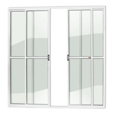 Imagem de Porta Balcão 4 Folhas Super 25 Vidro Liso 210cm X 200cm Brimak Branco