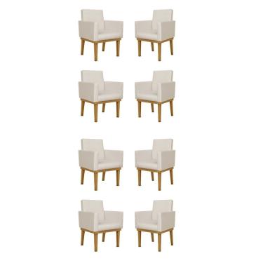 Imagem de Kit 08 Cadeiras Escritório Reforçadas Courino Cor bege