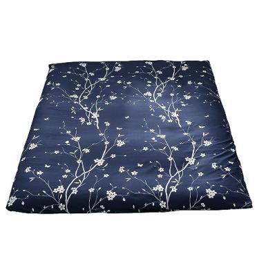 Imagem de MAXYOYO Capa de Colchão para Colchão de Futon Tradicional Japonês, Super Macia e Lavável na Máquina, Azul-Marinho Floral, Queen