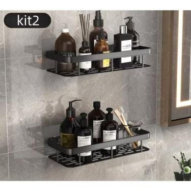 Imagem de Prateleira Organizador De Parede Aluminio Suporte De Banheiro Adesivo 