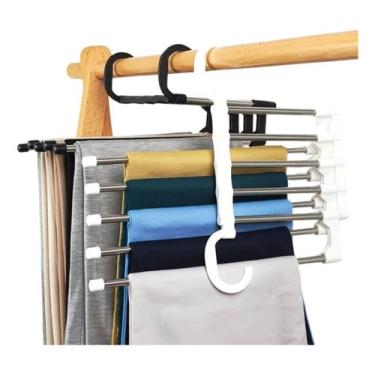 Imagem de Cabide Para Calça Multifuncional Organizador Retrátil 5 Em 1 - Top Rio