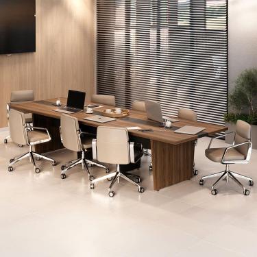 Imagem de Mesa de Reunião Extensível Rune Nogal e Preta