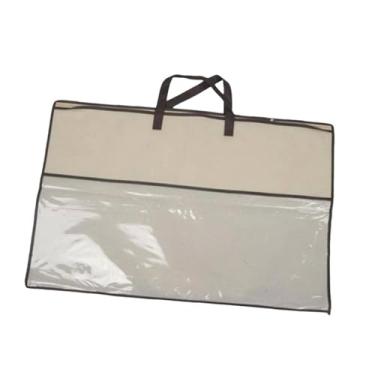 Imagem de Bothyi Organizador de armário, edredom, bolsa de armazenamento, organizador de roupas, cobertor, bolsa de armazenamento para roupa de cama, Borda Marrom