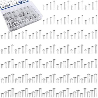 Imagem de Waltool 312 peças M2,5 M3 M4 M5 M6 M8 × 10 mm 14 mm 20 mm 25 mm Rebites de cabeça de braseiro de alumínio sólido, rebite de cabeça redonda/cúpula para construção de barcos de reboque de aeronaves