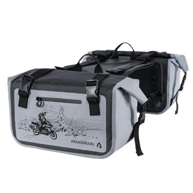 Imagem de ARMOURAIN Bolsa lateral para motocicleta 60 L (30 L x 20) Bolsa de assento para porta-malas Acessórios para motocicleta (cinza)