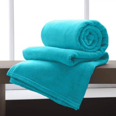 Imagem de Manta de Microfibra Casal Andreza Azul Claro 1,80m x 2,20m