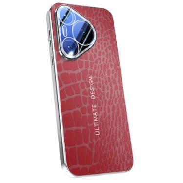 Imagem de LTLMYDAM Capa fina para Huawei Pura 70 Ultra/70 Pro/70 Pro+/70, capa traseira de couro galvanizado de luxo com proteção total para câmera, vermelha, 70 Pro+