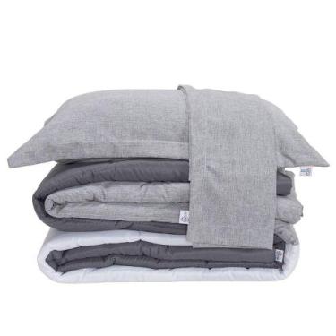 Imagem de Kit Edredom King Colorful Dupla Face Linho E Hipercal 400 Fios 7 Peças