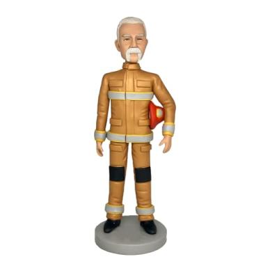 Imagem de Bobblehead feito à mão de bombeiro de argila da sua foto, presente ideal para apoiadores de heróis entusiastas do serviço de bombeiros mostrando bravura espírito de honra profissional perfeito para