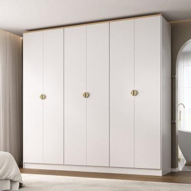Imagem de Guarda-roupa Casal 100% Mdf 6 Portas Brescia Branco