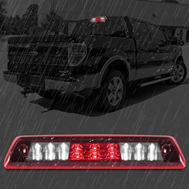 Imagem de Conjuntos de luz de parada de 3ª parada de montagem alta, compatível com Ford F150 2009-2014 Third Center Cargo Reverse LED barra de luz de freio traseira duas fileiras (vermelho)