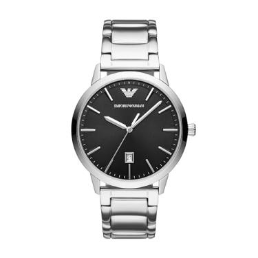 Imagem de Emporio Armani Relógio masculino com pulseira de aço inoxidável prata com três ponteiros (modelo: AR11310), Prata