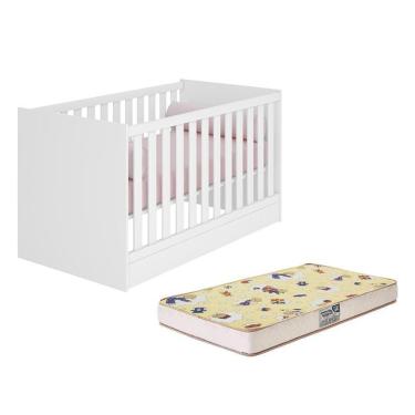 Imagem de Berço Mini Cama Doce Sonho Branco Com Colchão Supreme - Qmovi Branco