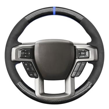 Imagem de MEWANT Capa de volante de couro real costurada à mão para Ford F-150 F150 2015-2020/F-250 F250 2017-2022/F-350 F350 2017-2022/F-450 F450 2017-2022/Expedition 2018 - 2021
