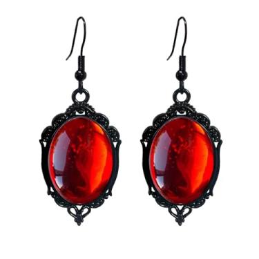 Imagem de Brincos de camafeu gótico para mulheres vintage vermelho preto cristal brincos de cristal escuro stardust brinco punk misterioso joia de feriado de Halloween, One Size, Metal, Sem pedra preciosa