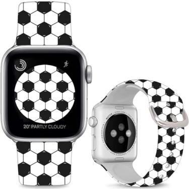 Imagem de Hepsun Pulseira de futebol compatível com Apple Watch de 42 mm (séries 3 2 1) de 45 mm, 46 mm e 49 mm, pulseira de substituição esportiva de silicone macio compatível com iWatch séries 10, 9, 8, 7, 6