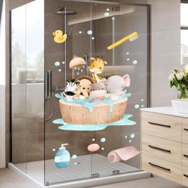 Imagem de Adesivo Decorativo Safari Infantil Lavável Seguro Fácil Aplicação Ideal para Quarto Bebê, Piscina, Banheiro ou Área Kids