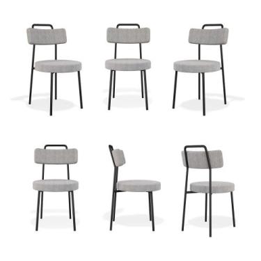 Imagem de Kit 6 Cadeiras de Jantar Ster com Acabamento em Linho Cinza - Belliv D
