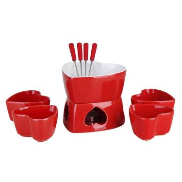 Imagem de Conjunto Para Fondue Coração 500ml Cerâmica 4 Pessoas