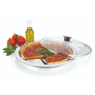 Imagem de Serve Pizza Forma Inox Meu Buffet 32cm Bandeja com Tampa