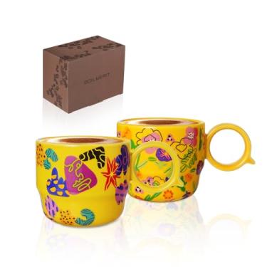 Imagem de BOILMERIT Conjunto de 2 xícaras de café expresso impressas em cerâmica de 85 g amarelo