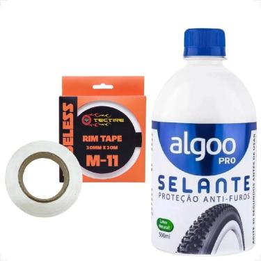 Imagem de Kit Tubeless Bike Bicicleta Selante Veda Furo 500ml Algoo + Fita Vedação Aro 30m x 30mm