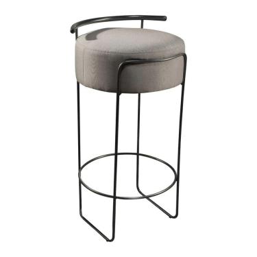 Imagem de Banqueta Olivia Em Linho E Base Metal Preto Linho Cinza