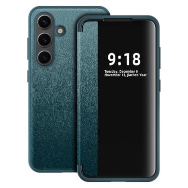 Imagem de Capa flip para Samsung Galaxy S24 Plus S View, capa protetora completa de 360 graus para Samsung S24+, capa flip de luxo para Samsung S24 Plus (verde)