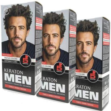 Imagem de Kit 3 Keraton Men Tonalizante Castanho Claro - Kert
