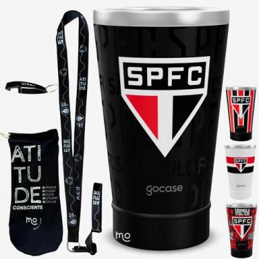 Imagem de KIT Copo Térmico GOCASE Vibe 470ml do SÃO PAULO com Tirante, Eco Saqui