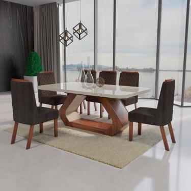 Imagem de Sala de Jantar 160x80 Lottus MDF/Vidro 6 Cadeiras Bom Pastor