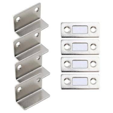 Imagem de LC LICTOP Trava magnética de armário de 3,8 cm, ímã de porta fino em forma de L de 0,2 cm com adesivo e parafusos, fechos magnéticos para tatami, portas de armários de cozinha, guarda-roupa, 4 peças