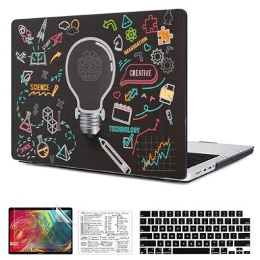 Imagem de Compatível com MacBook Pro 16 polegadas versão 2021-2024 M4 A3403 A3186 M3 A2991 M2 A2780 M1 A2485 Pro/Max capa de plástico rígida e adesivo de teclado Mac OS e capa de teclado (lâmpada preta)