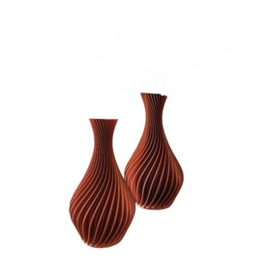 Imagem de Kit 2 Vasos Decorativos em Espiral Impressão decoração sala objetos decoração estante(Rose gold)