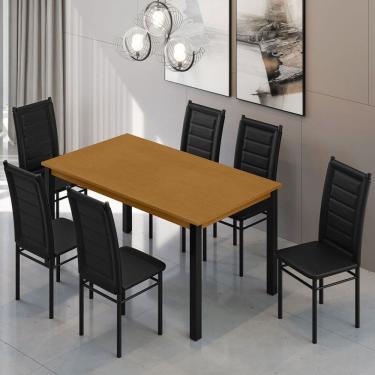 Imagem de Mesa de Jantar 6 Lugares Monaco Tokio Preto/Natural - Art Panta
