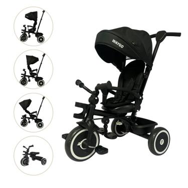 Imagem de Triciclo Infantil Com Empurrador 2 em1 Waygo Preto Maxi Toys