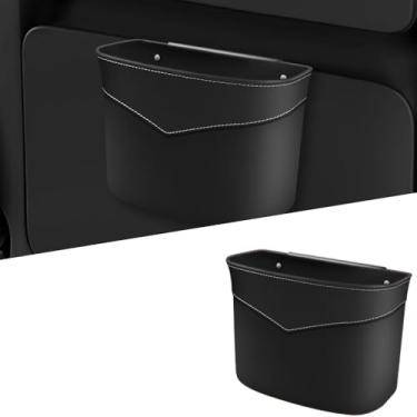 Imagem de Lixeira portátil tipo suspenso, bolsa de armazenamento à prova d'água à prova de vazamento com grande capacidade, acessórios de interior de carro, mini bolsa de armazenamento para carros (estilo preto