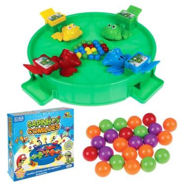 Imagem de Jogo De Mesa Infantil Sapinhos Comilões Brinquedo Papa Bolinhas Colori