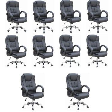 Imagem de Kit 10 Cadeiras para Escritório Presidente Master Soft Preto
