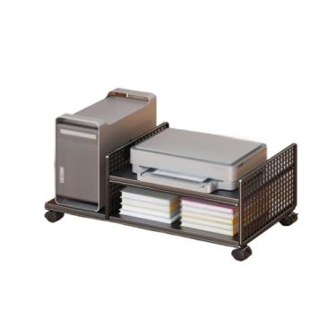 Imagem de ZzleoyuUUs-12 Suporte de CPU, suporte de CPU, prateleira de impressora, estojo de mesa, suporte de carrinho móvel com rodas giratórias de bloqueio, suporte multifuncional para CPU (preto)