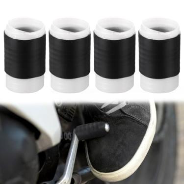 Imagem de 4 peças de protetores de sapatos de mudança de marcha, universais retráteis de plástico para botas e sapatos, acessórios de motocicleta para homens e mulheres (preto)