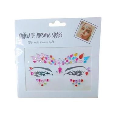 Imagem de Adesivo Para o Rosto Strass Colorido Cristal "Modelo 25" Festas Carnav