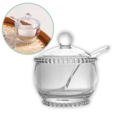 Imagem de Açucareiro Cristal Com Colher Pearl Bolinha Wolff