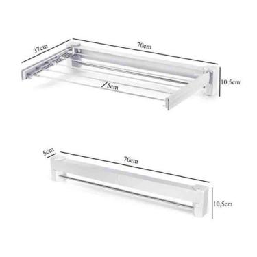 Imagem de Varal Parede Retrátil Global Mix - Aço Inox - 5 Varetas